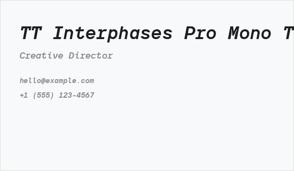 TT Interphases Pro Mono Trl Bold Italic Business Card
