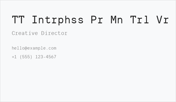 TT Intrphss Pr Mn Trl Vr Business Card