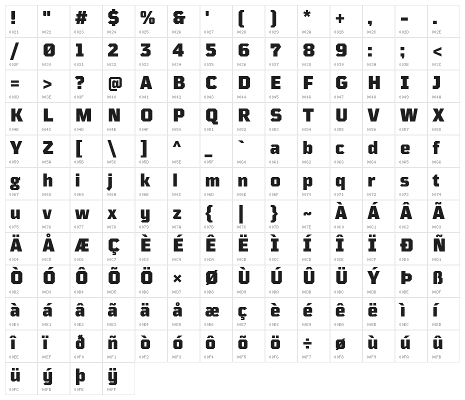 TT Mussels Trl Black Character Map
