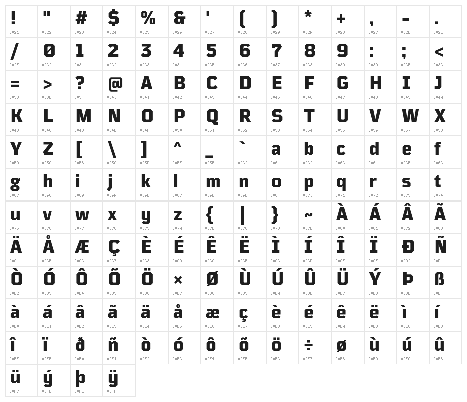 TT Mussels Trl ExtraBold Character Map