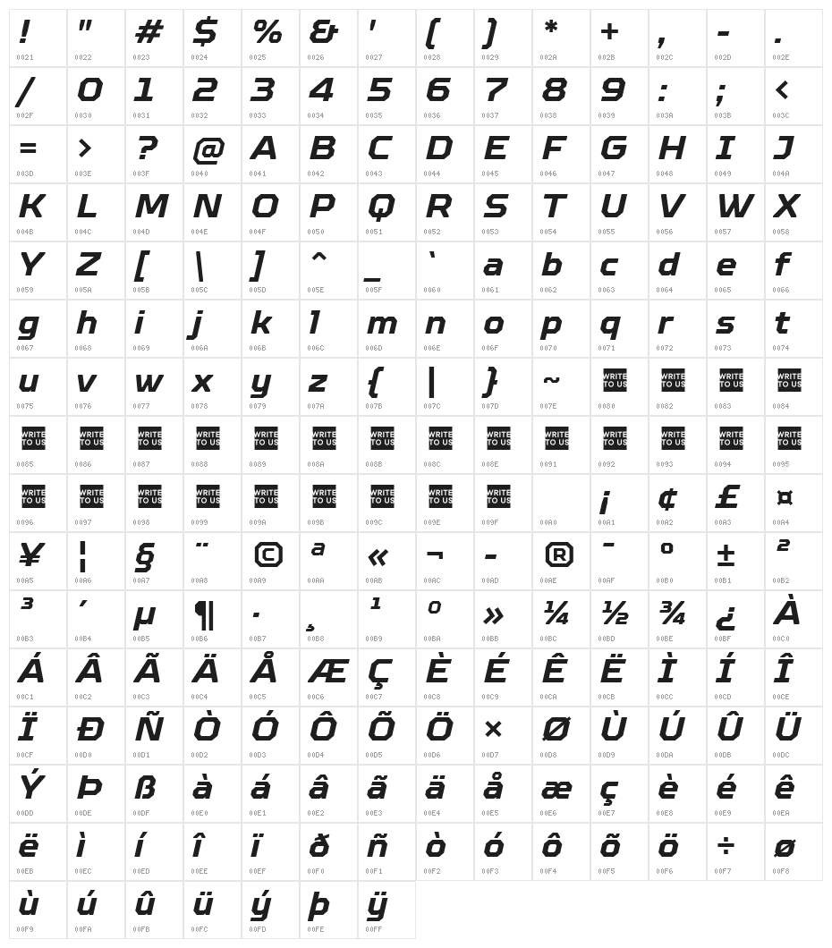 TT Octosquares Trl Bd It Character Map