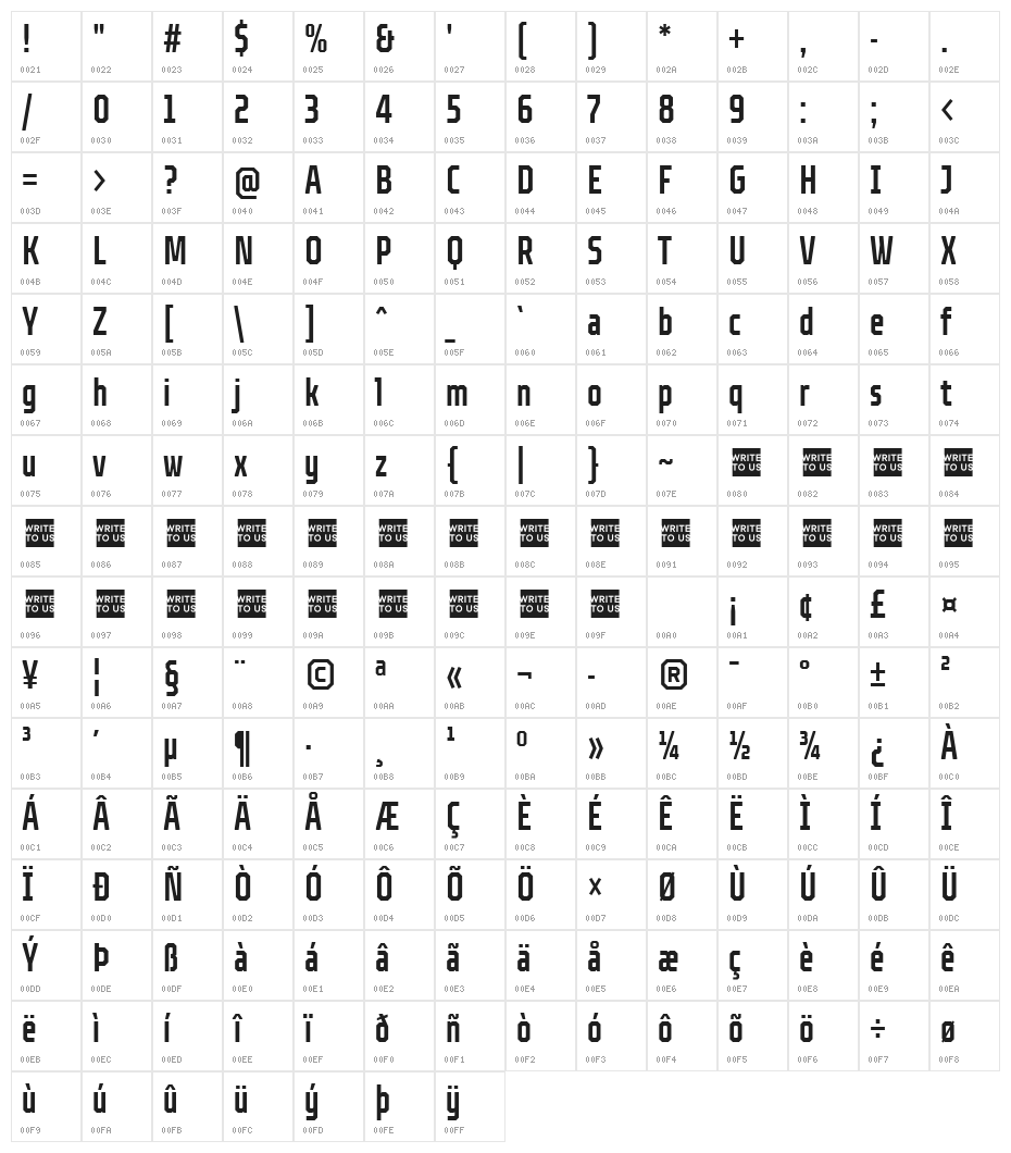 TT Octosquares Trl Cmd Md Character Map