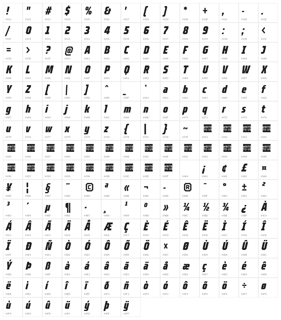 TT Octosquares Trl Cmd XBd It Character Map