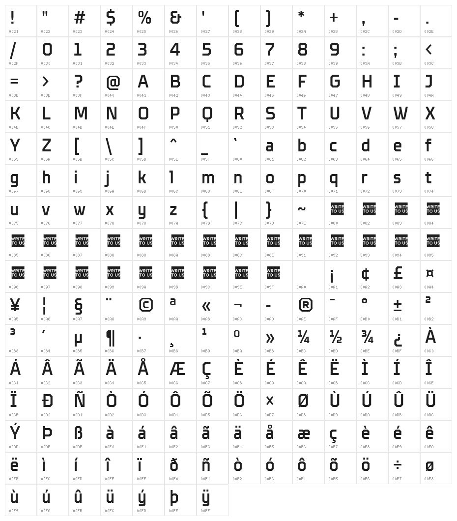 TT Octosquares Trl Cnd Md Character Map
