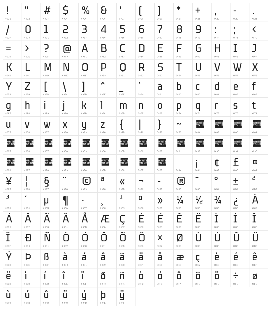 TT Octosquares Trl Cnd Rg Character Map