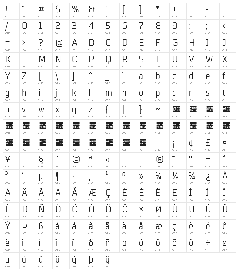TT Octosquares Trl Cnd XLt Character Map