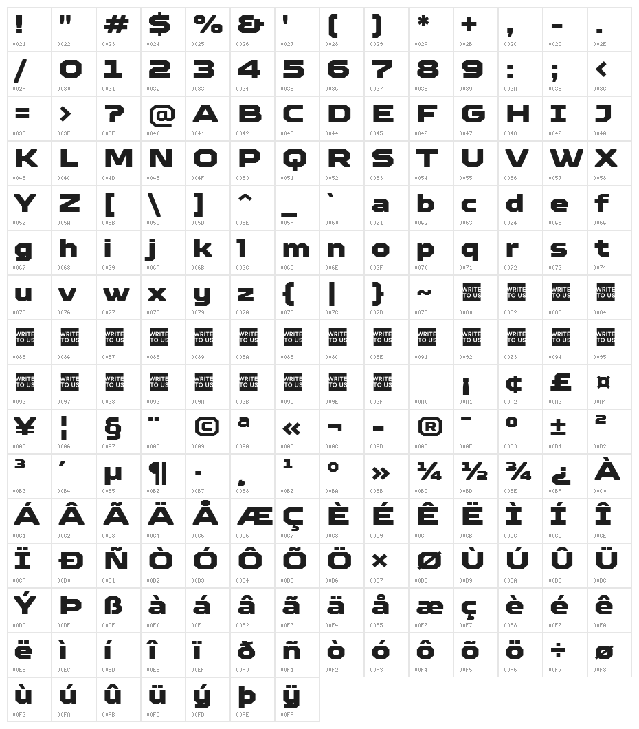 TT Octosquares Trl Exp Blc Character Map