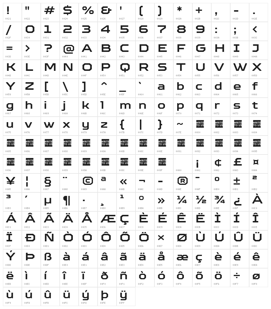 TT Octosquares Trl Exp Db Character Map