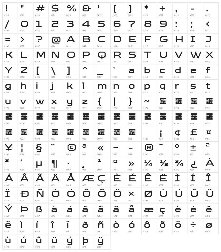 TT Octosquares Trl Exp Md Character Map