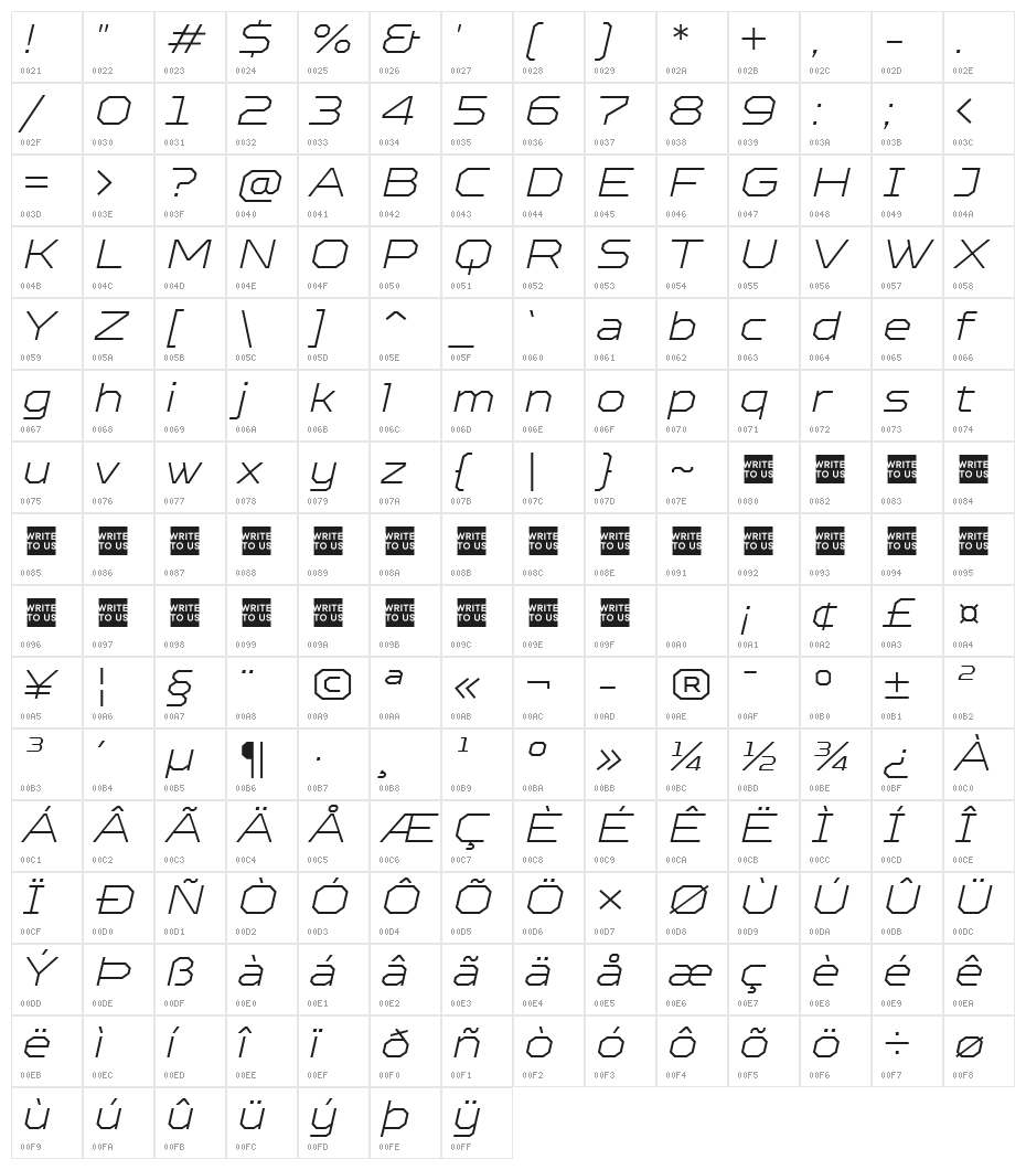 TT Octosquares Trl Exp Th It Character Map