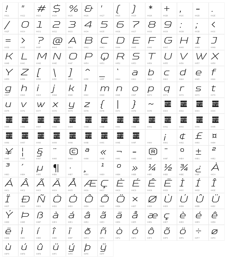 TT Octosquares Trl Exp XLt It Character Map