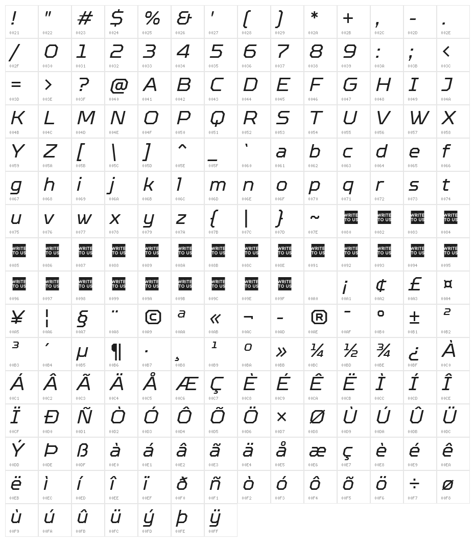 TT Octosquares Trl It Character Map