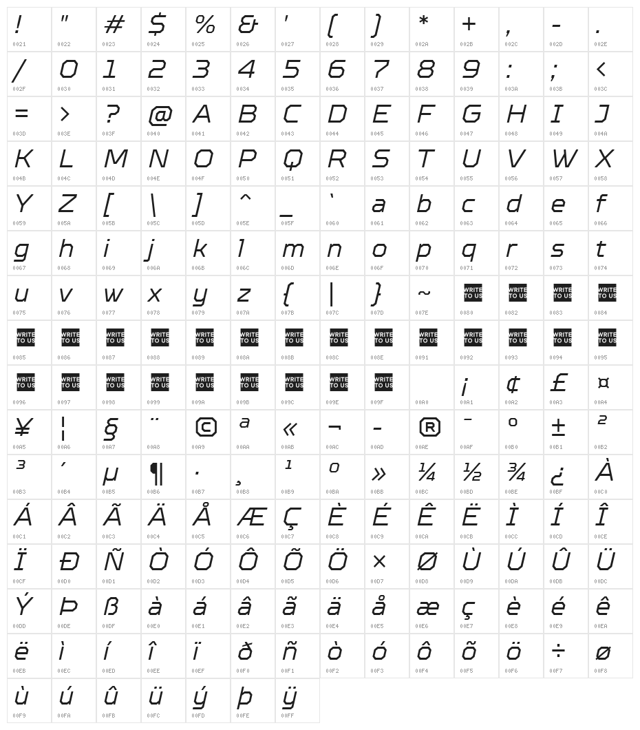 TT Octosquares Trl Lt It Character Map