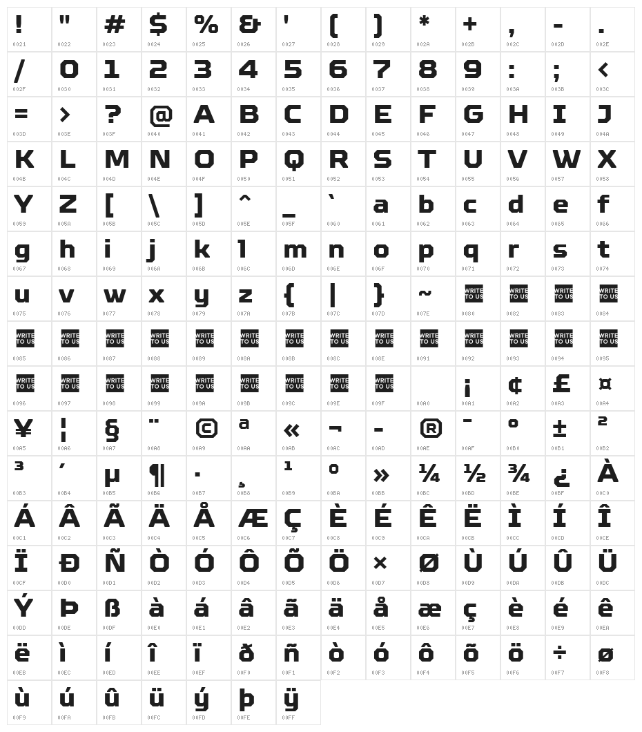 TT Octosquares Trl XBd Character Map