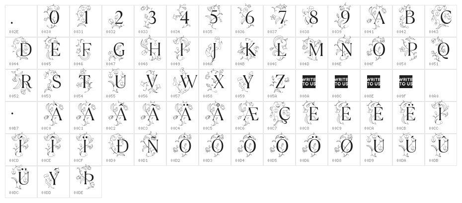 TT Ramillas Initials Trl Lt Character Map