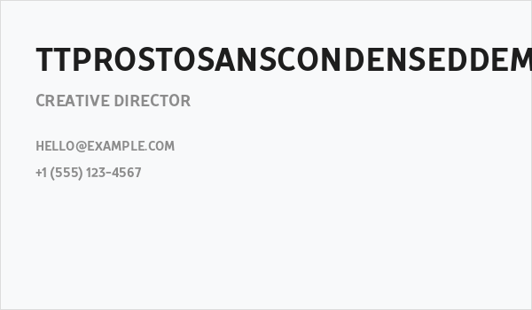 TTProstoSansCondensedDEMO-Bold Business Card