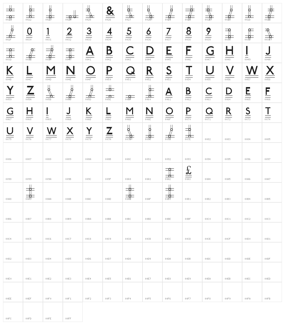 Tube Station-Plus. Character Map