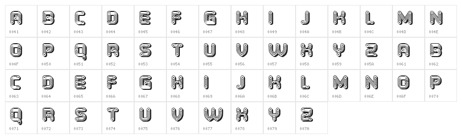 Tubes Extravagant Regular Character Map