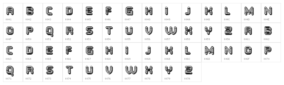 Tubes Grotesque Regular Character Map