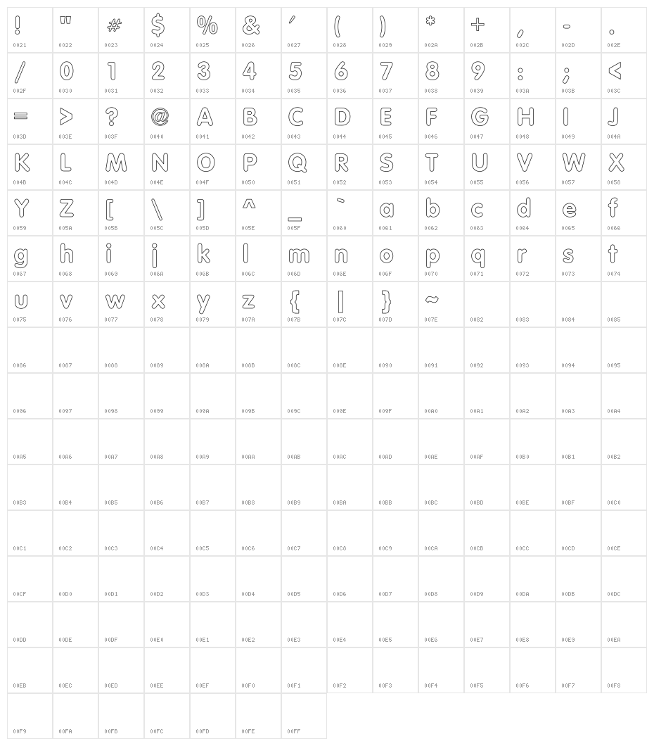 Tubular Hollow Character Map
