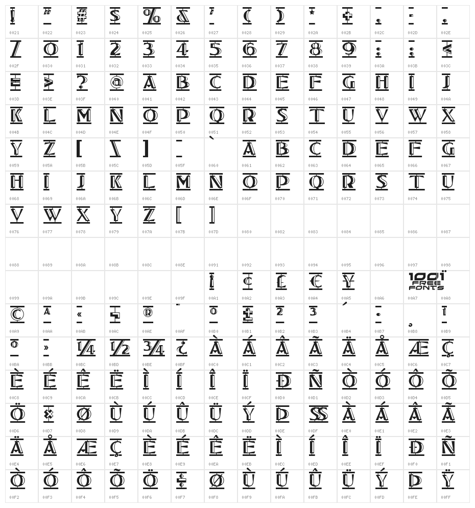 Tucson Two Step NF Character Map