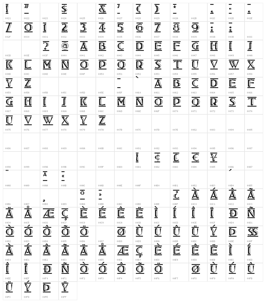 TucsonTwoStepNF Character Map