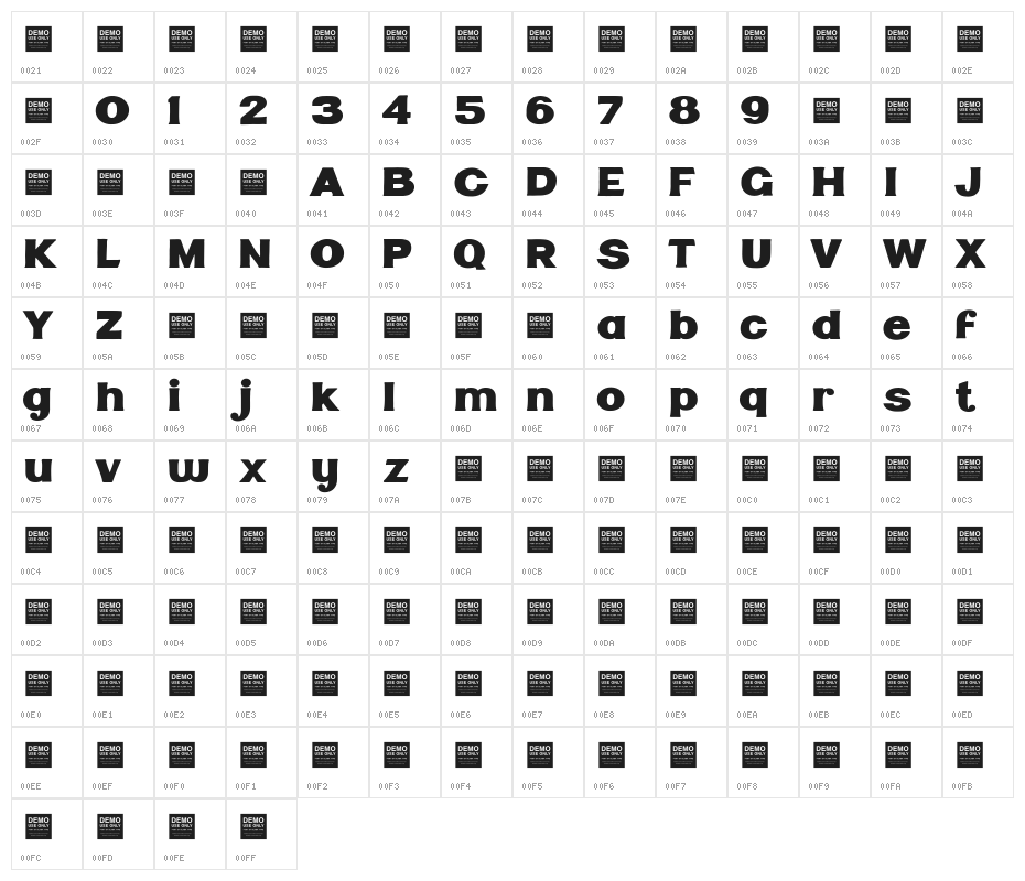 Tuff Stuff Character Map