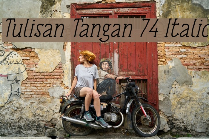 Tulisan Tangan 74 Italic Font examples