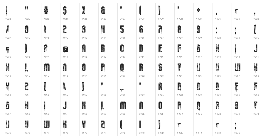 Tumbling Down Character Map