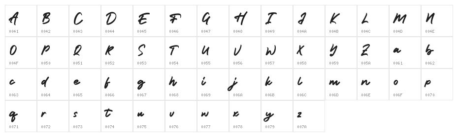 Tumbrella Script Free Character Map
