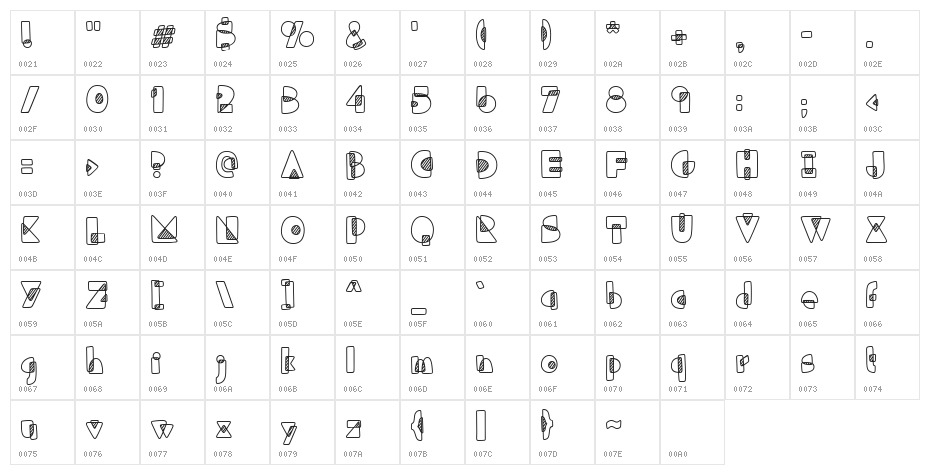 Tuper Super Regular Character Map