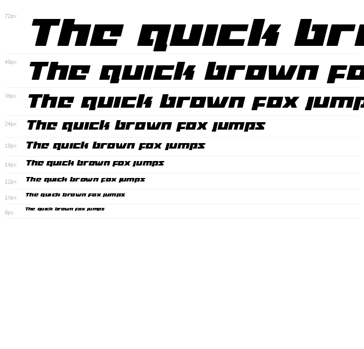 Turbo Charge Condensed Italic Waterfall