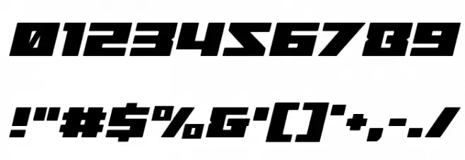 Turbo Charge Italic Font OTHER CHARS