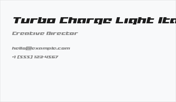 Turbo Charge Light Italic Business Card