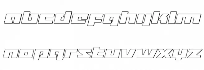 Turbo Charge Outline Italic Schriftart Kleinbuchstaben