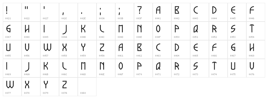 Turn It Up Regular Character Map