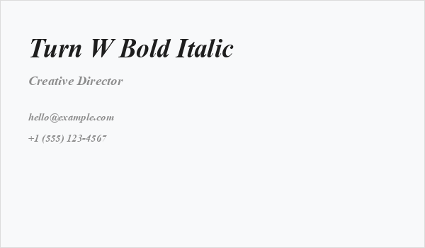 Turn W Bold Italic Business Card