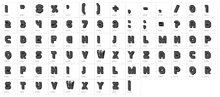 Turnabout Regular Character Map