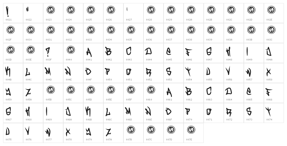 Turnt Up Bold Character Map
