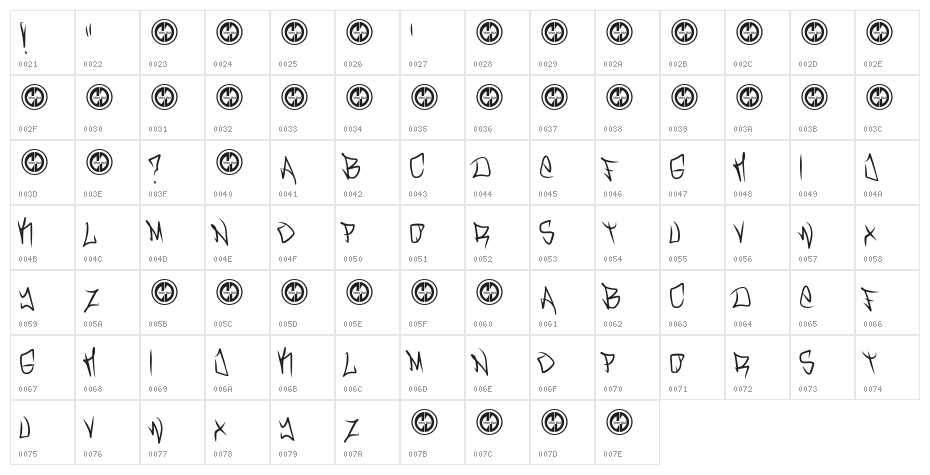 Turnt Up Regular Character Map