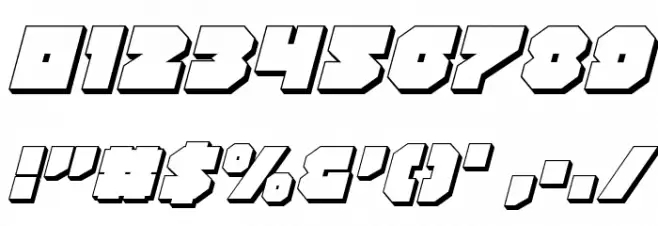 Turtle Mode 3D Italic Font OTHER CHARS