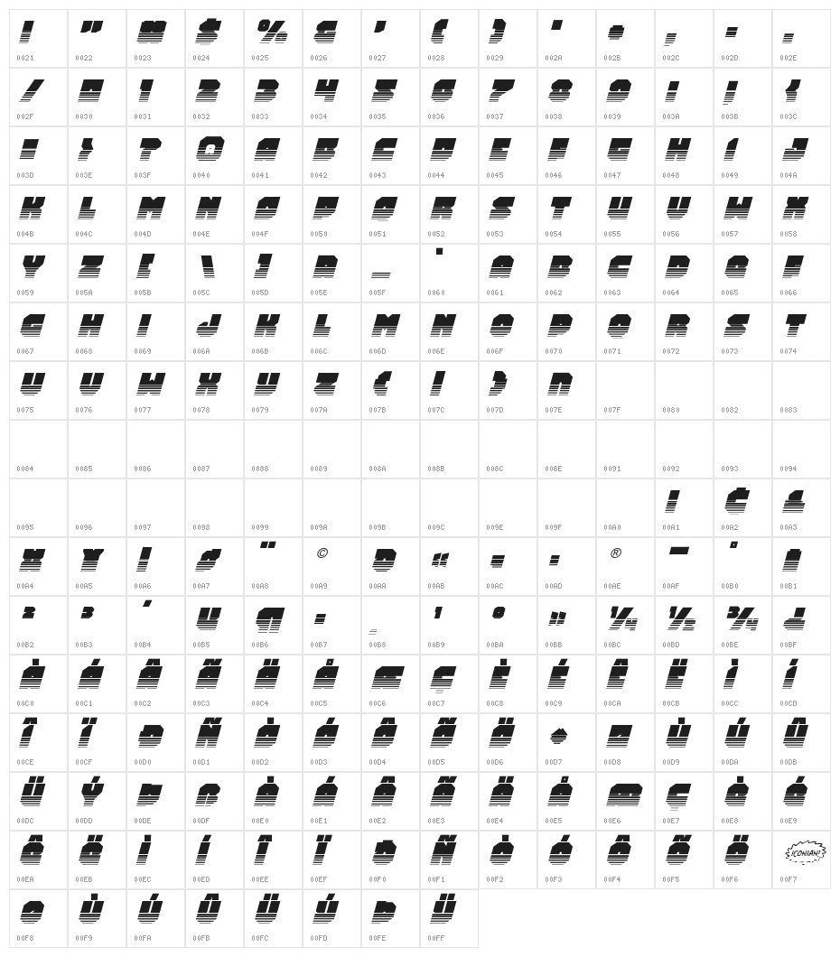 Turtle Mode Halftone Italic Character Map