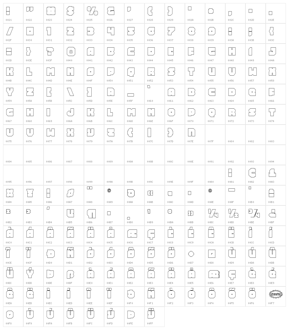 Turtle Mode Outline Character Map