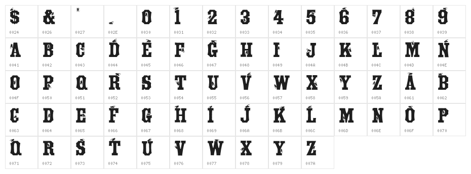 Tuscan Flies Character Map