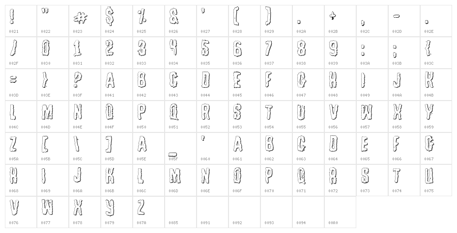 Tussle Outline Character Map