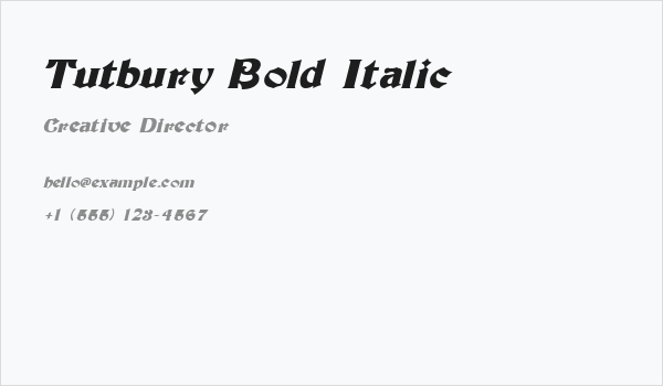 Tutbury Bold Italic Business Card