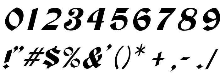 Tutbury Italic Font OTHER CHARS