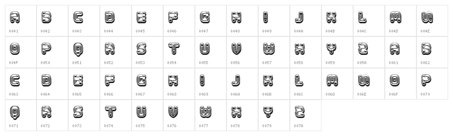 Tuyaux Dark Regular Character Map