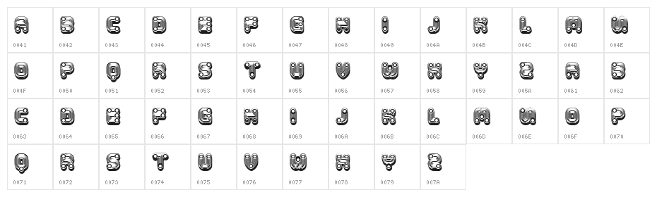 Tuyaux Extra Thin Regular Character Map