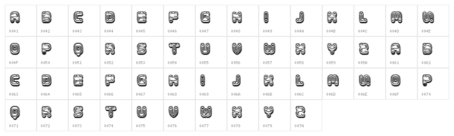 Tuyaux Filled Regular Character Map